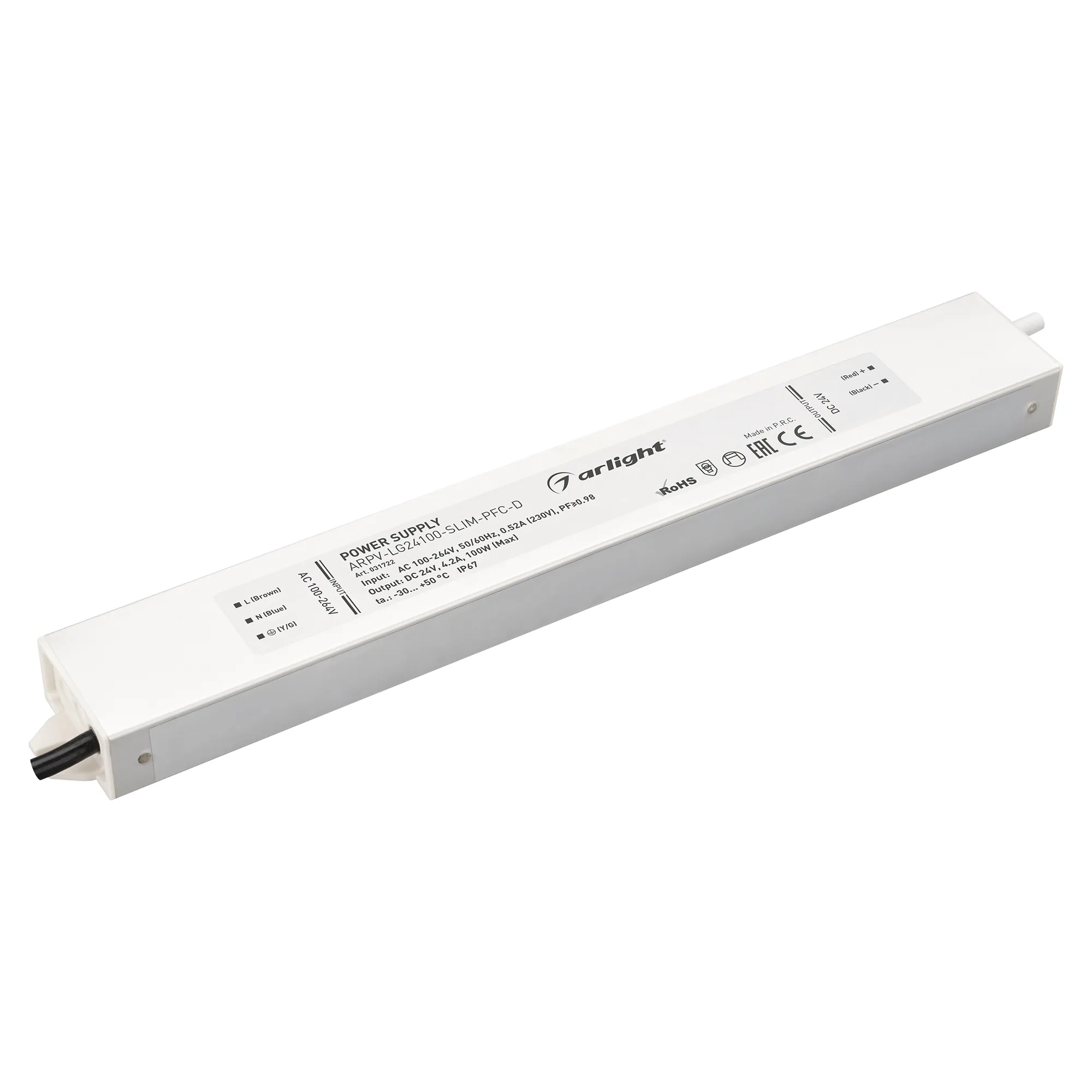 Блок питания ARPV-LG24100-SLIM-PFC-D (24V, 4.2A, 100W) (Arlight, IP67 Металл, 5 лет)